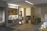 Salle de bain avec sauna parfaitement int�gr�, contemporain