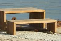 Mobilier outdoor sur mesure - table basse et banc en Teck