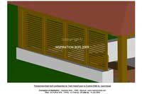 Cuisine d'�t� avec volets coulissants ` persiennes Teck sur un c�t�