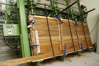 Plan de travail en Teck massif sur mesure pour ilot de cuisine, lames larges et longues