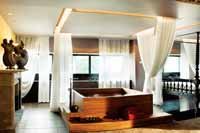 Baignoire en bois carr�e en Teck, 2 personnes - 150x150cm