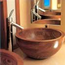 Vasque en bois circulaire en Teck massif type bol - lavabo rond